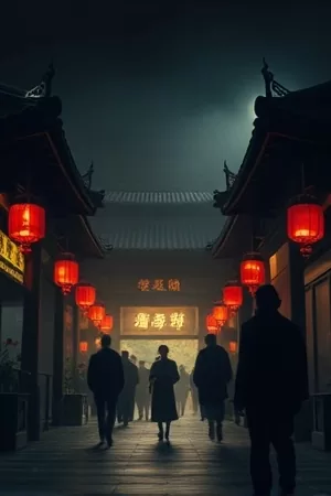 花间集古装电影竖版封面,花枝与古风窗棂